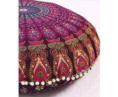 Populäre Handwerk Großer Hippie Mandala Bodenkissenbezug – Kissenbezug – Pouf Überzug rund Bohemian Yoga Decor Boden Kissen Fall – 81,3 cm 32 Pillow Cover Magenta