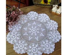 Damanni Tischdecke, Baumwolle, handgefertigt, gehäkelt, Spitze, Tischdecke, rund, 61-79 cm Garten 24 Inch weiß