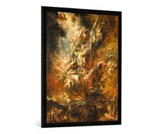Gerahmtes Bild von Peter Paul Rubens Der Höllensturz der Verdammten, Kunstdruck im hochwertigen handgefertigten Bilder-Rahmen, 70x100 cm, Schwarz matt