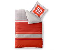 aqua-textil Trend Bettwäsche 135 x 200 cm 2teilig Baumwolle Bettbezug Tabita Streifen Punkte Grau Rot Orange