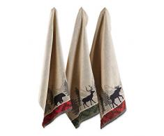 DII 100% Baumwolle, maschinenwaschbar, Everyday Kitchen Basic, Ultra saugstark, Jacquard Dekorative Dishtowel 45,7 x 71,1 cm Set von 3 – Fleur de Lis 3er-Set Geschirrtücher Jacquard Walk in The Woods