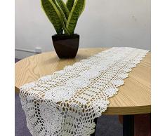 Eiyye Tischläufer, handgefertigt, Baumwolle, Häkelspitze, 30,5 x 150 cm, Weiß