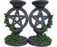 Nemesis Now Kerzenhalter mit Pentagramm, 17 cm, Grau