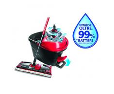 Vileda Revolution Turbo System mit Entsafter mit Pedal und Mikrofasertuch, schwarz/rot