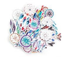 Marineblaue Pfingstrose Boho Traumfänger Aufkleber | niedliche wasserdichte Aufkleber für Wasserflaschen, Laptops und Handys | Hippie-Aufkleber-Set für Scrapbook, Planer, Bullet Journals und Handwerk (17 Stück)