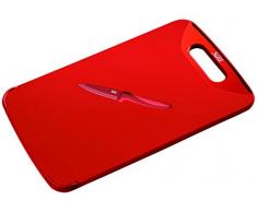 Silit Schneidebrett rot inkl.Messer 32 x 20 cm rechteckig aus hochwertigem Kunsstoff mit praktischem Griff spülmaschinengeeignet leichte Reinigung hygienisch klingenschonend geschmacksneutral