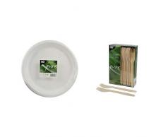 Papstar Pappteller / Einwegteller weiß, rund pure (50 Stück), robust, hergestellt aus nachwachsendem Zuckerrohr #81326 & pure (100 Stück) Länge 16.5 cm #18199