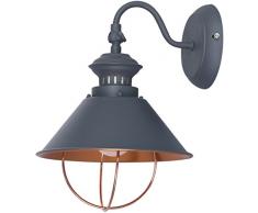 WOFI 4249.01.50.6000, Wandleuchte, Metall, 60 W, E27, grau, 25 x 22 x 30 cm