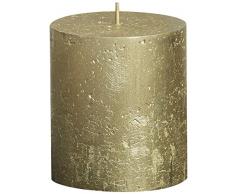 Rustic 103667630382 Stumpenkerze mit Metallic-Finish, Paraffinwachs, Goldfarben.