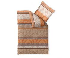 CelinaTex Fashion Bettwäsche 155 x 220 cm 2teilig Baumwolle Caroline Blumen Streifen Beige Braun Orange