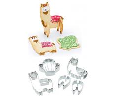 KitchenCraft sdiccllama Sweetly Does It 3D Lama Ausstechformen (5-teilig), Metallic