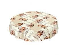 ANRO Wachstuchtischdecke Wachstuch Wachstischdecke Tischdecke abwaschbar Kaffee Croissant Beige Rund 100cm
