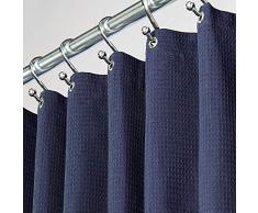 mDesign Luxus Hotel Duschvorhang - Größe: 180 x 180 cm, Farbe: Blau - Wasserabweisend - Vorhang Badezimmer - Dusche Badewanne - Pflegeleicht