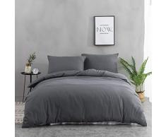 QZY Bettwäsche 220x240 cm Super Weiche 100% gebürstetes Mikrofaser mit Einer Qualität von 110 g/m²,2 Kopfkissenbezug 80x80 cm Grau