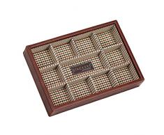 Stackers Herren Aufbewahrungsbox für Manschettenknöpfe, mit Karierter Auskleidung in braun