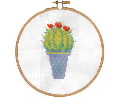 Vervaco Stickpackung Stickrahmen Kaktus II, Zählmuster Zählmusterpackung, Baumwolle, Mehrfarbig, 14.5 x 14.5 x 0,3 cm
