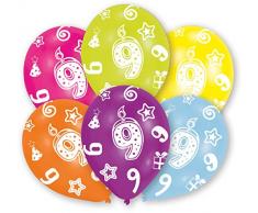 Amscan 27.5 cm 9. Geburtstag, 6 Luftballons