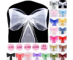 TtS 100X Organza Schleife 22x280cm Stuhlhussen Stuhl Schärpe Band Organza Schleifenband -Weiß