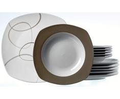 Ritzenhoff & Breker Tafelservice Alina Marron, 12-teilig, Porzellangeschirr