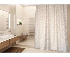 MSV Cotexsa by Premium Anti-Schimmel Textil Duschvorhang - Anti-Bakteriell, waschbar, 100% wasserdicht, mit 12 Duschvorhangringen - Polyester, „Wave“ Beige 180x200cm – Made in Spain