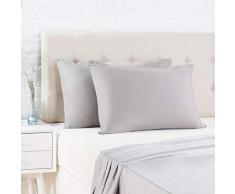 AmazonBasics - Kissenbezug, Satin - 40 x 80 cm x 2, Dunkelgrau