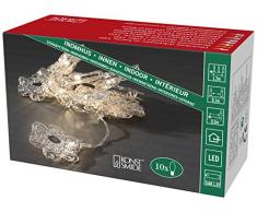 Konstsmide 3144-303 LED Dekolichterkette silberfarbene Metallblumen / für Innen (IP20) / VDE geprüft / Batteriebetrieben: 3xAA 1.5V (exkl.) / 10 warm weiße Dioden / transparentes Kabel