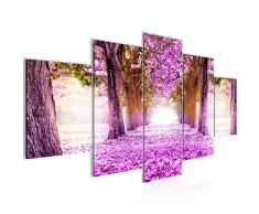 Bilder Wald Landschaft Wandbild Vlies - Leinwand Bild XXL Format Wandbilder Wohnzimmer Wohnung Deko Kunstdrucke Violett 5 Teilig - MADE IN GERMANY - Fertig zum Aufhängen 605653b