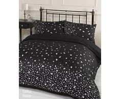 Dreamscene Bettwäsche-Set mit Glitzersteinen, Rosa, Doppelbett, Polyester, Schwarz , Doppelbett