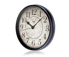Justup Wanduhr, 30,5 cm, Metall, geräuschlos, nicht tickend, Retro-Uhr, schwarz, Vintage, europäischer Stil, batteriebetrieben, mit HD-Glas, leicht zu lesen, für Innendekoration