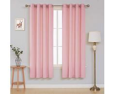Deconovo Samt Ösen Vorhänge, Stoff, Pink, 175x140
