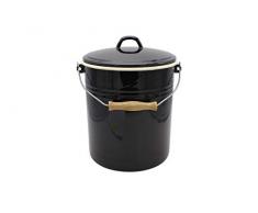 Krüger Karl TRIEST Mülleimer, Emaille, schwarz, Hohe 28 cm, Ø 26 cm