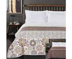DecoKing Tagesdecke 170 x 210 cm braun orange weiß Bettüberwurf mit abstraktem Muster zweiseitig pflegeleicht Alhambra Schokolade White Brown Chocolate