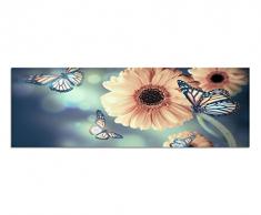 Panoramabild auf Leinwand und Keilrahmen 150x50cm Gerbera Schmetterlinge Nahaufnahme