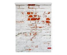 Lichtblick Rollo Klemmfix, 120 x 150 cm mit Motiv Mauer - Weiß Rot Montage ohne Bohren, moderner Sicht-und Sonnenschutz, Motivrollo, lichtdurchlässig & Blickdicht