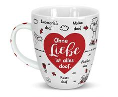 Sheepworld 46506 Tasse Ohne Liebe ist alles doof, Herz, Porzellan, 45 cl, Rot, Geschenktasse