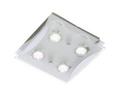 LED Deckenleuchte, Deckenlampe, Deckenstrahler, Spots, Wohnzimmer-lampe, Deckenspot, Lampe-Kinderzimmer, Deckenbeleuchtung, Deckenleuchte Schlafzimmer-Kinderzimmer, Wohnzimmerleuchte, 4xLED, GU10, 3 W, 250 Lumen, eckig, chrom