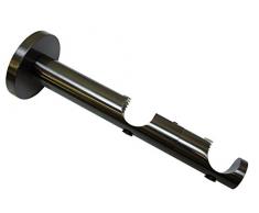 GARDINIA Doppel-Kombiträger mit Metallmontageplatte für Gardinenstangen, 2-läufig, Offen, Alle Montage-Teile inklusive, Serie Chicago, Durchmesser 20 mm, Titan