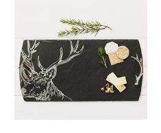 Just Slate JS/ST/SL/UB Großes Serviertablett Hirsch-Serviertablett, Schwarz