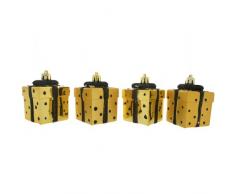 WeRChristmas 7 cm Weihnachtskugeln in Geschenkbox, glänzend und Matt, goldfarben, 4 Stück, schwarz