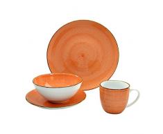 Creatable 17691, Serie Vintage Nature, Geschirrset 4 teilig Terra Single Set, Porzellan, orange, 34 x 19 x 31 cm, 4-Einheiten