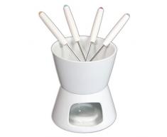 Holst Porzellan FO 001 Fondueset 6-tlg., weiß/silber, 12 x 12 x 14.5 cm