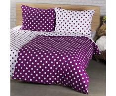 4Home Baumwolle Bettwäsche Lila Punkt, Purple/Weiß, 220 x 140 cm, 2-Einheiten
