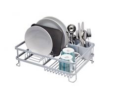 Kitchen Craft Geschirrabtropfständer Master Class mit Besteckhalter aus Aluminium in weiß, 25 x 25 cm