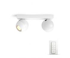 Philips Hue LED 2-er Spot Buckram inkl. Dimmschalter, dimmbar, alle Weißschattierungen, steuerbar via App, weiß, kompatibel mit Amazon Alexa (Echo, Echo Dot)