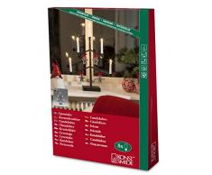 Konstsmide 3559-710TR Metallleuchter mit je 4 Pfefferkuchenfiguren und Weihnachtskugeln, schwarz lackiert / für Innen (IP20) / 24V Innentrafo / 5 klare Birnen / schwarzes Kabel