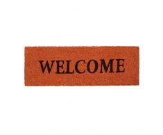 Relaxdays Fußmatte schmal WELCOME als Kokos Fußabtreter mit rutschfstem Gummi PVC Türmatte optimal für Balkon Terrasse Flur Veranda Haustür Eingangsmatte und Kokosmatte HBT: 1,5 x 75 x 25 cm, orange