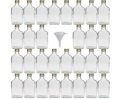 Viva Haushaltswaren - 30 x kleine Glasflasche 200 ml mit Schraubverschluss, als Flachmann, Schnapsflasche & Likörflasche geeignet (inkl. Trichter Ø 7 cm)