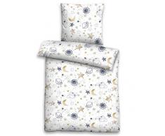 biberna 0004645 Feinbiber Bettwäsche Kids & Teens Garnitur mit Kopfkissenbezug (Baumwolle) 1x 135x200 cm + 1x 80x80 cm, weiß