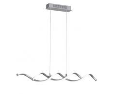 WOFI Pendelleuchte, Aluminium, Integriert, 21 W, Nickel Matt, 88 x 8.5 x 150 cm