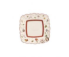 Villeroy & Boch Toys Delight Eckiger Brotteller, 17 x 17cm, Premium Porzellan, Weiß/Rot